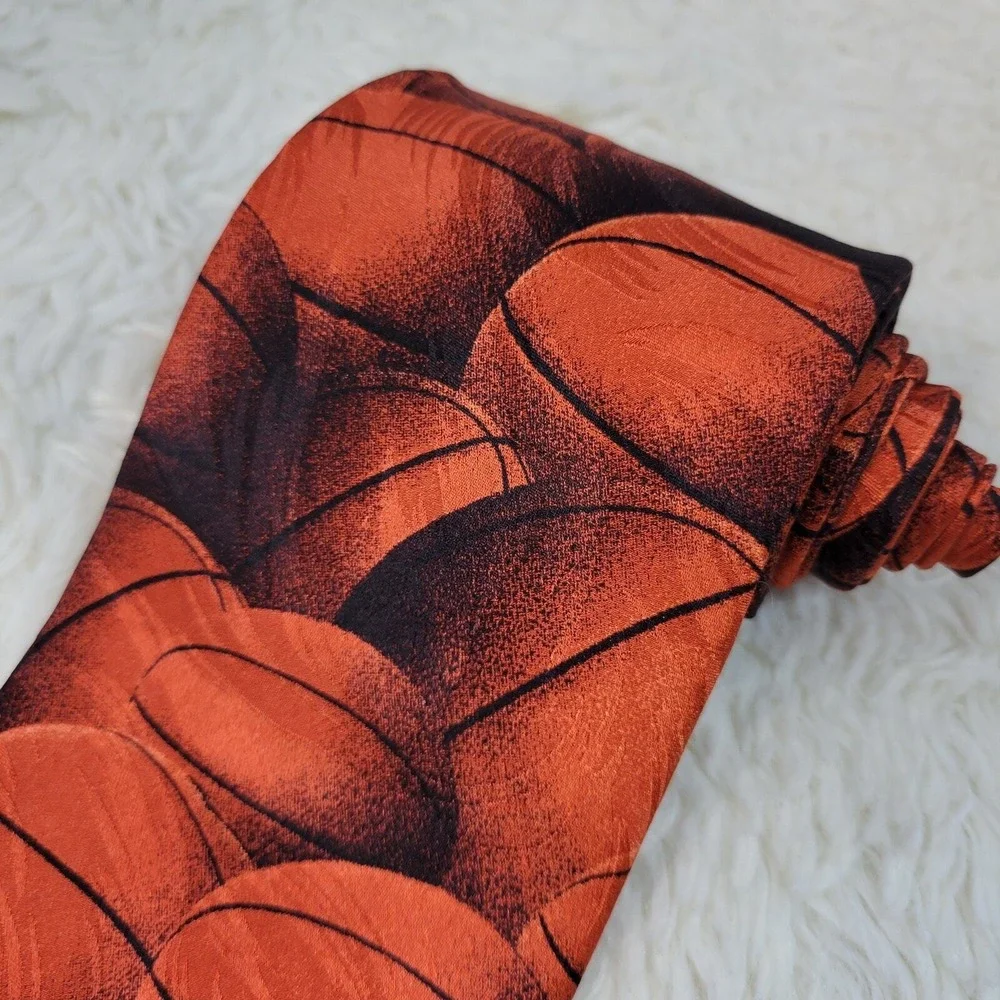 Vintage 90's Ralph Marlin Basketball‎ Necktie Men's Silk Basketball Coach Parent